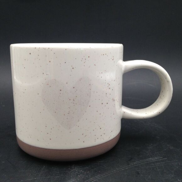 Starbucks Ceramic Coffee Mug 12oz Speckled Off White Rose Gold Heart 2017 - Picture 1 of 8